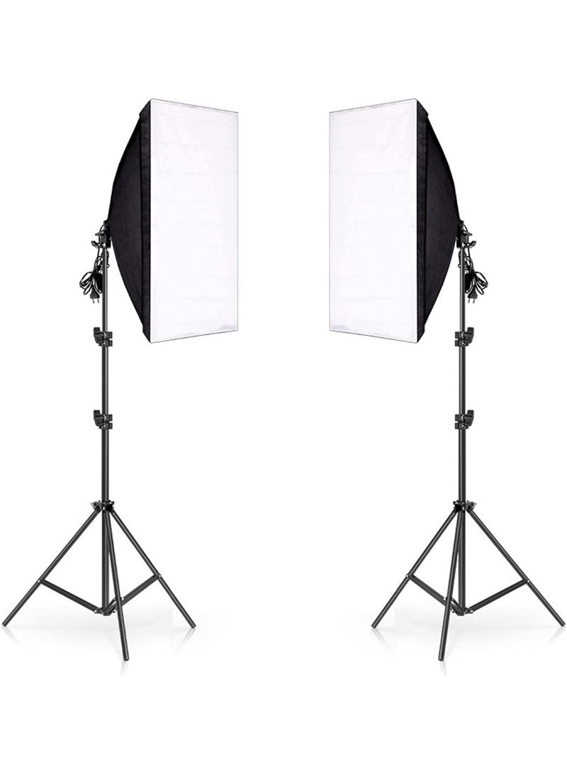 eWINNER Photography Rectangle Continuous SoftBox Lighting Kit 2set 50x70cm Softbox & 2set Light Holder Stand Photo Studio Equipment Set - Image 1